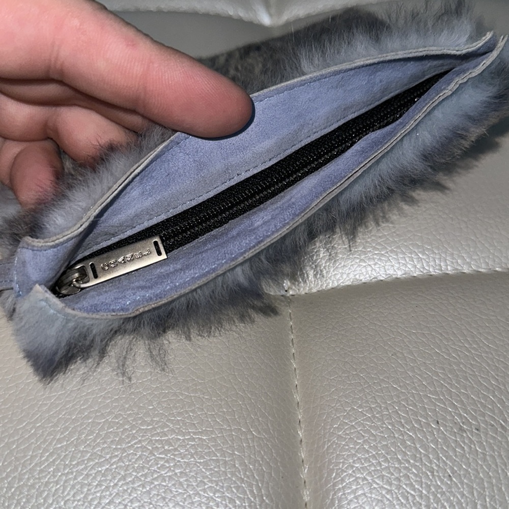 Chanel rabbit fur & suede key chain  pouch clutch bag - Picture 5 of 9